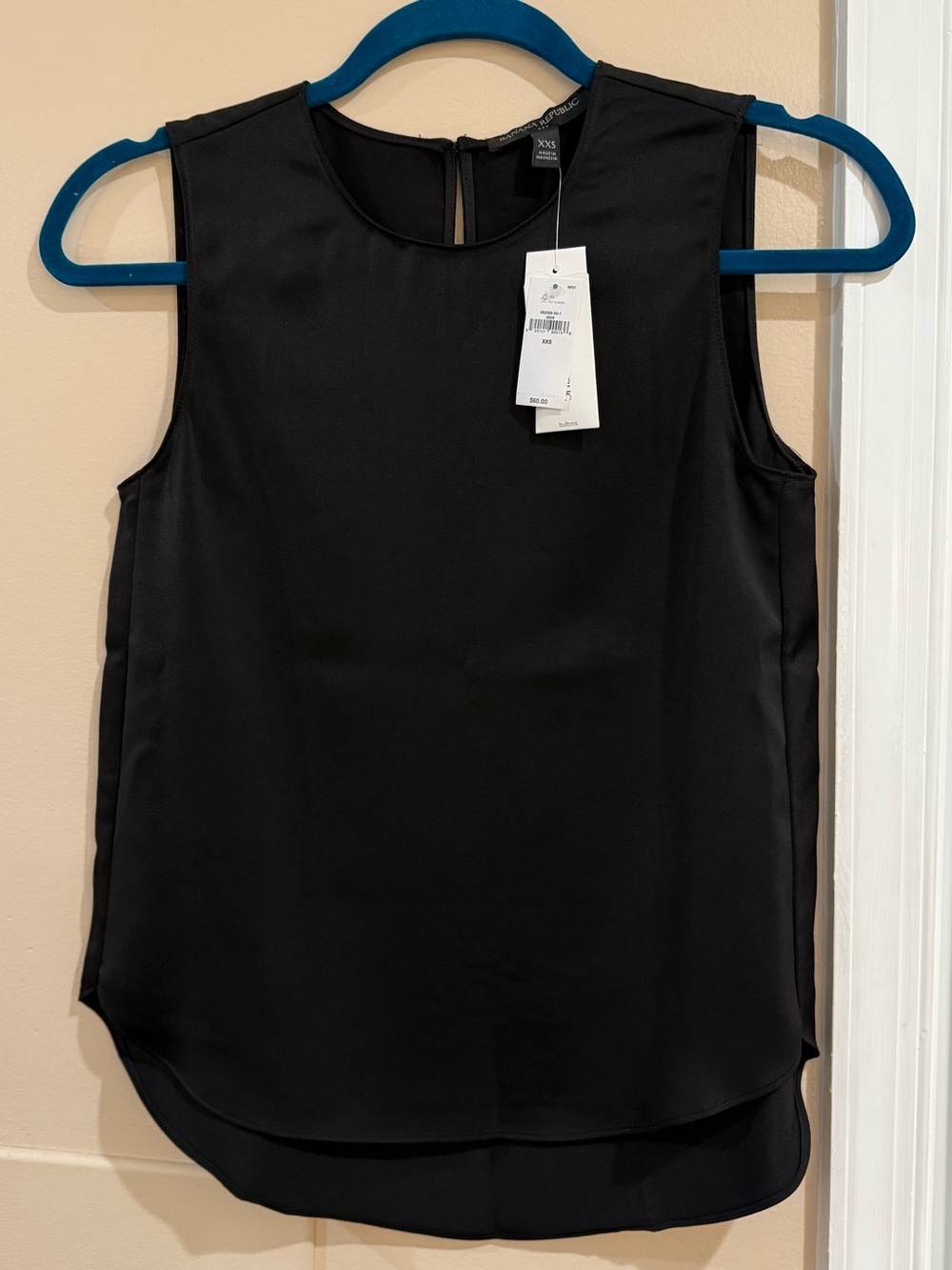 Banana Republic Satin Black High Low Sleeveless Tank Blouse XXS